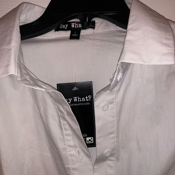 White button down peplum top - Picture 3 of 4